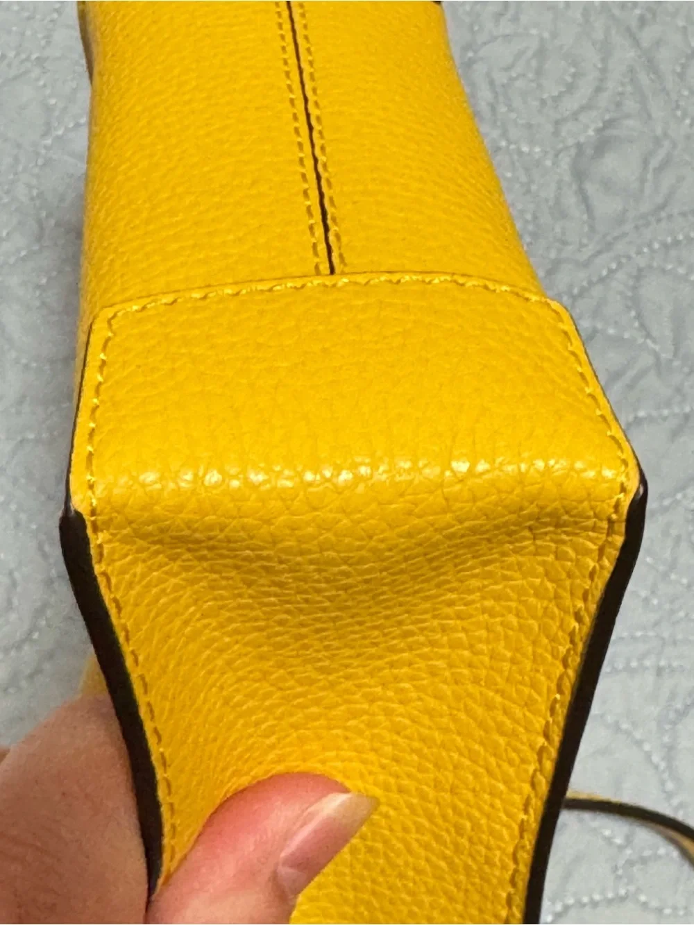 Michael Kors Yellow Mini Mercer Pebbled Leather Crossbody Tote MK Charm